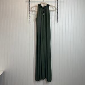 NWT Trouble at the Mill The Bee Green Swingy Ruffled Halter Maxi Dress Size XS